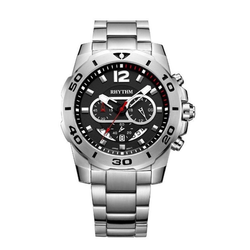 Rhythm Jam Tangan Pria - Silver Black [S1408S 02] - [MEW-60024-