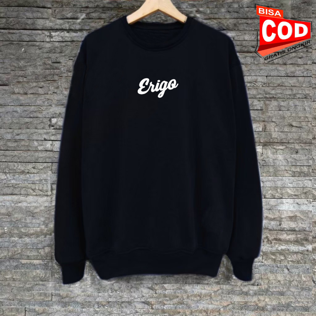 Sweater Pria Distro Oversize Warna Hitam Aesthetic List Erigo Crewneck Cewek Cowok Lokal Suiter Teba