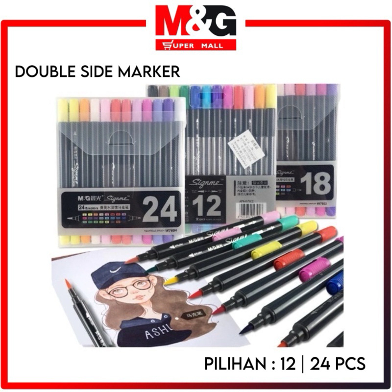 

M&G Double Side Watersoluble Marker 12 24 Colors / M&G Signme Marker