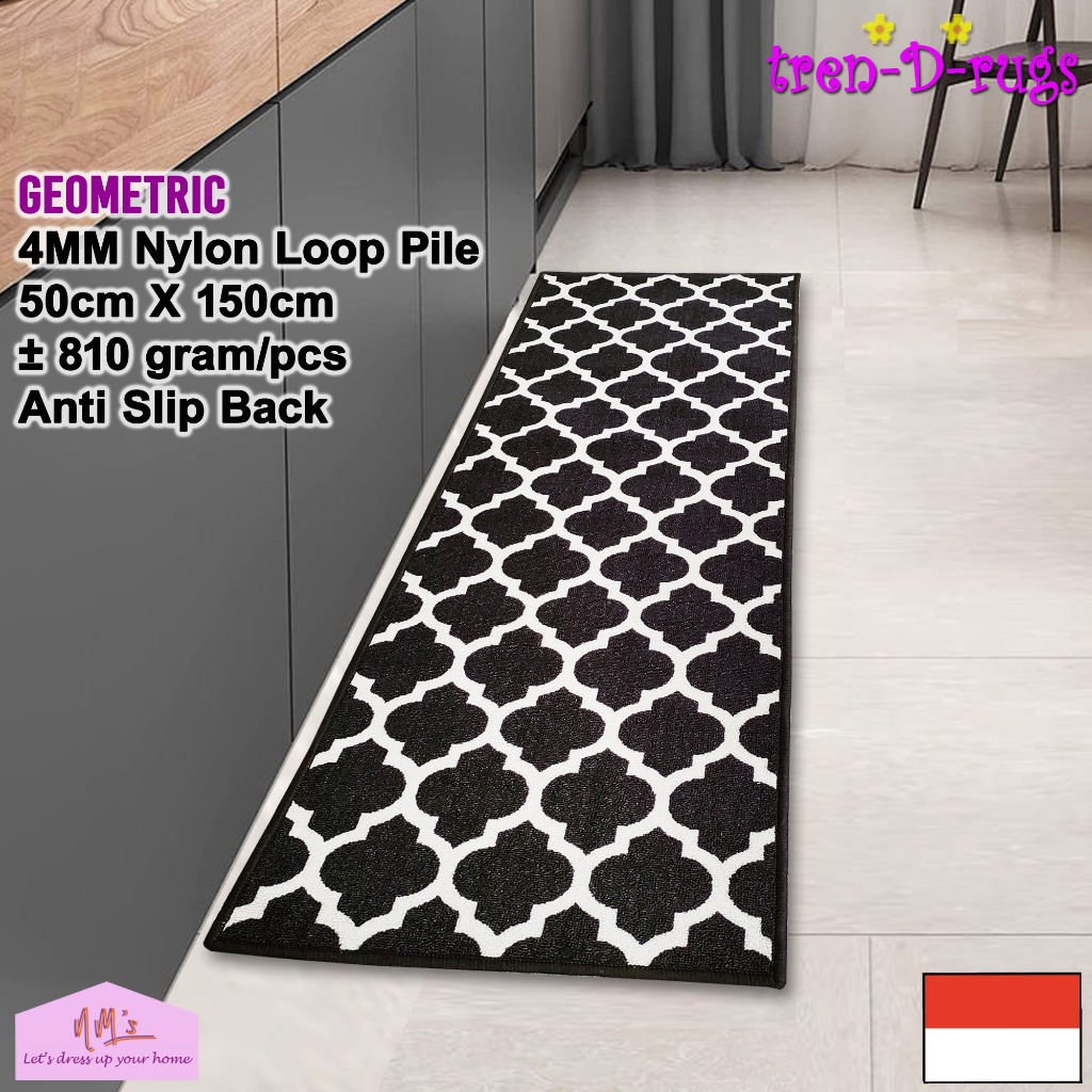 Tren-D-rugs Keset kaki dapur panjang anti slip lorong runner bulu murah 50 cm x 150 cm - NMs