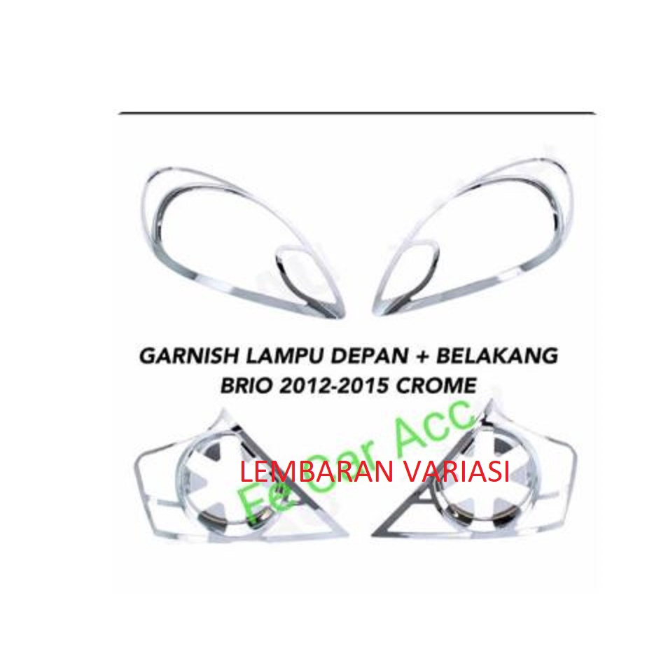 Paket garnish depan belakang brio 2012-2015 Chrome hitam