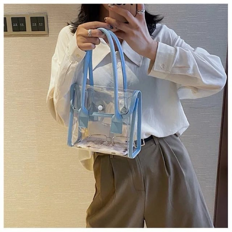 Tas wanita mika HIKARI - Handle bag transparan - Tas mika korea - Tas wanita murah