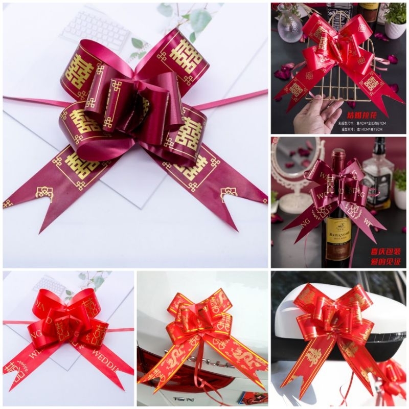 

Dassom (1pack Isi 10pcs) Pita Tarik Besar Shuang Xi Untuk Wedding Chinese / Pita Merah Untuk Mobil Pengantin Bride & Groom / Pita Sangjit Wine Hampers Merah & Maroon / Wedding Ribbon Jumbo