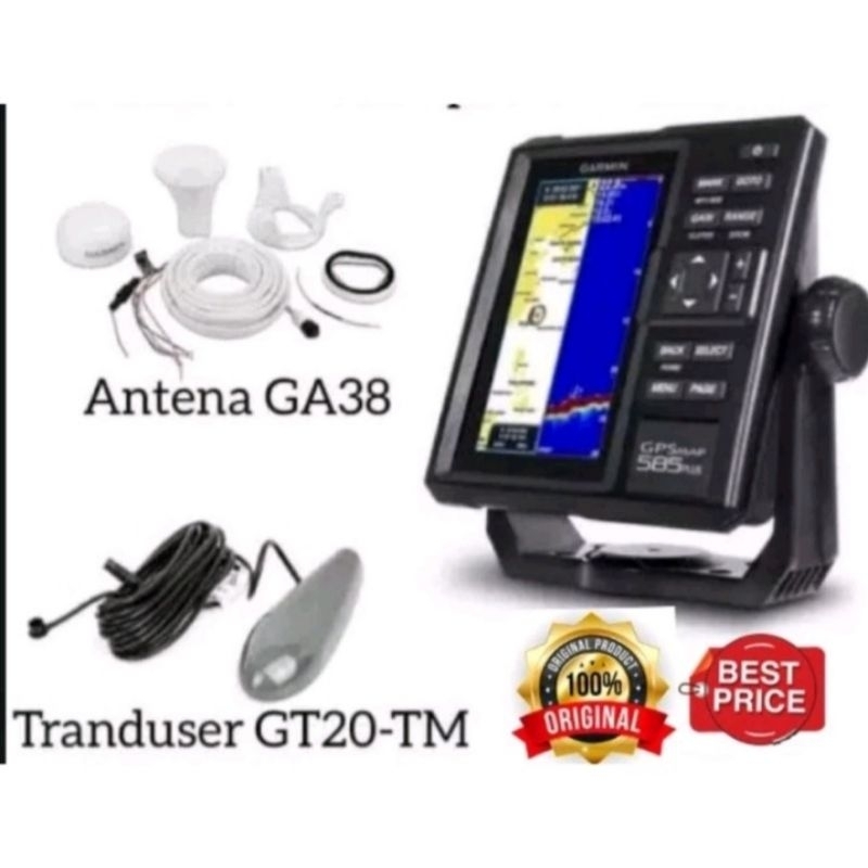 Garmin 585 Plus GPS Fishfinder + Transducer GT20-TM + Peta Laut