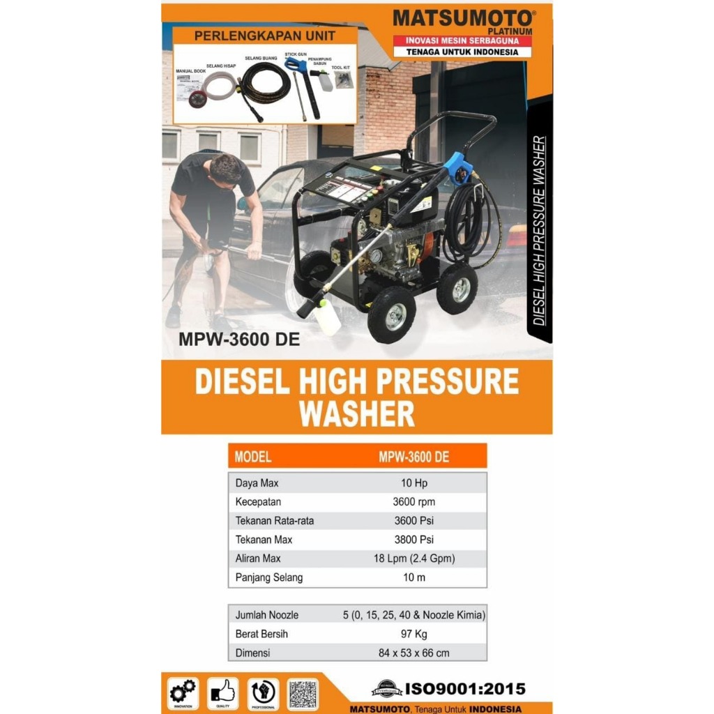 High Pressure Power Sprayer Jet Cleaner Matsumoto MPW 3600 DE