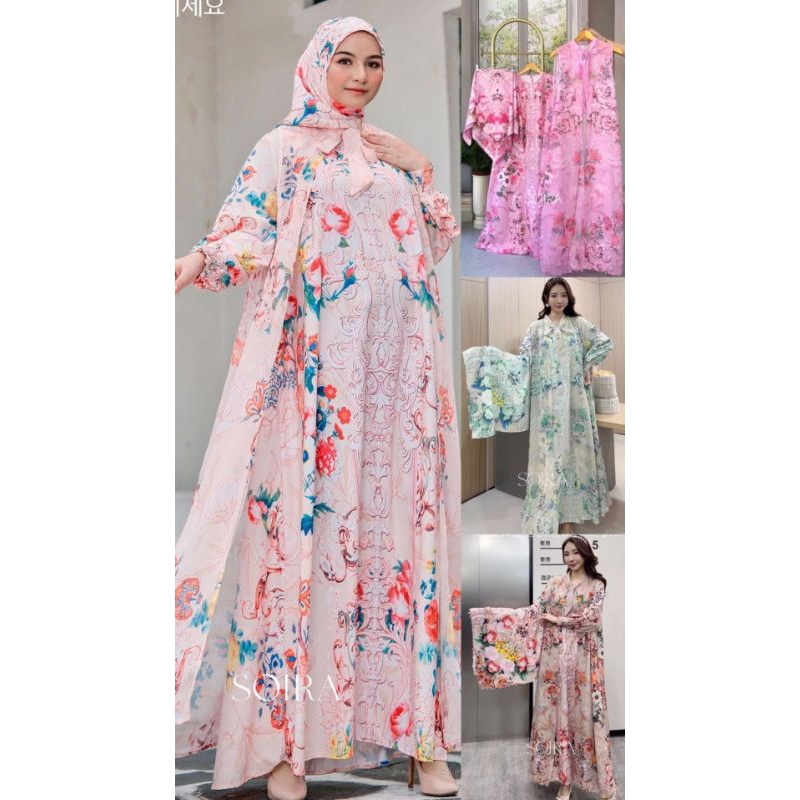 TERMURAH gamis/dress set hijab soira original 3 in 1
