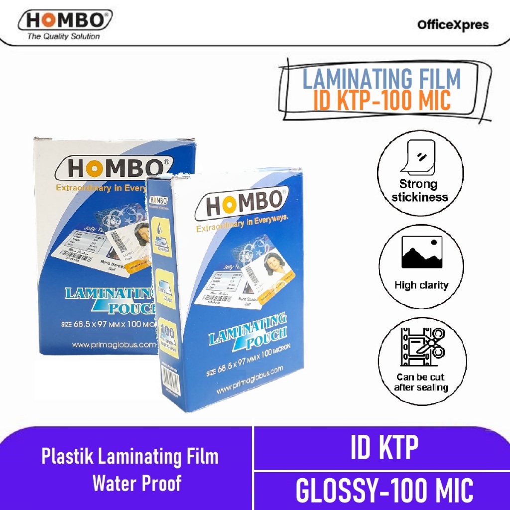 

Plastik Laminating / Plastik Laminasi / Laminating Film Ukuran ID KTP 100 Mic Hombo / Laminating Pouch