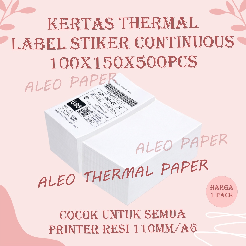 

KERTAS THERMAL STIKER LABEL RESI STICKER LABEL BARCODE LIPAT UKURAN A6 100X150 MM ISI 500PCS 100X150MM ISI 500 PCS