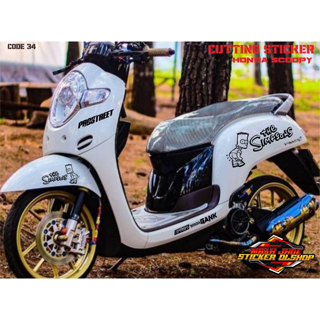 cutting sticker motor honda scoopy body putih