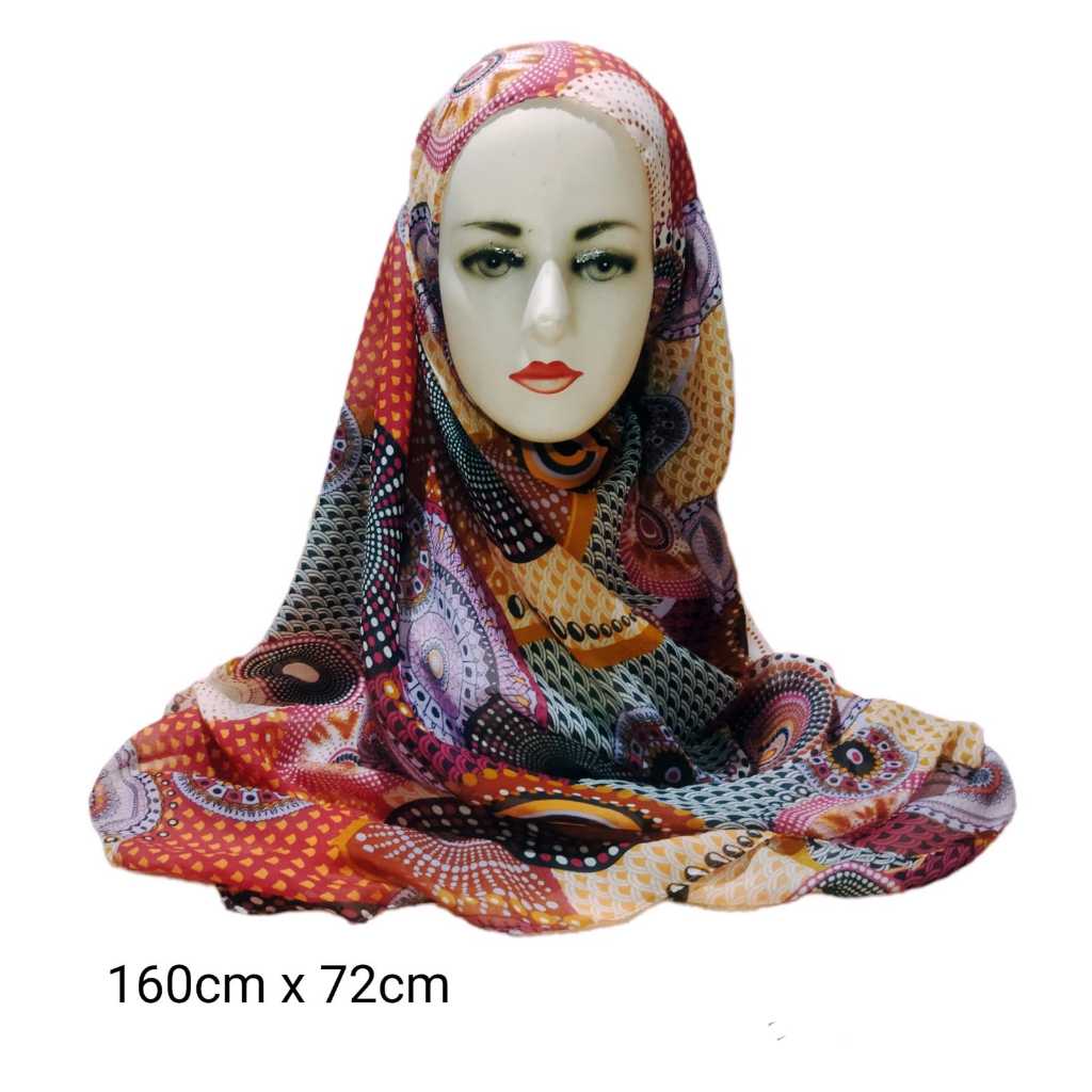 [Preloved] Pasmina Hijab Ceruty Motif Bintik Garis