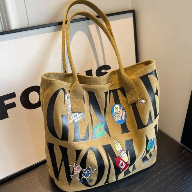 	 Ghistala Bag - 100% Canvas Premium Tebal - GRATIS ONGKIR -Muat Laptop 14 inc - Comportable - Kapasitas Besar - Muat Banyak - Tas Sekolah - Tas Kuliah - Tas Hangout - Tote Bag Wanita - Model Style Korea - Tasbandungtulip	