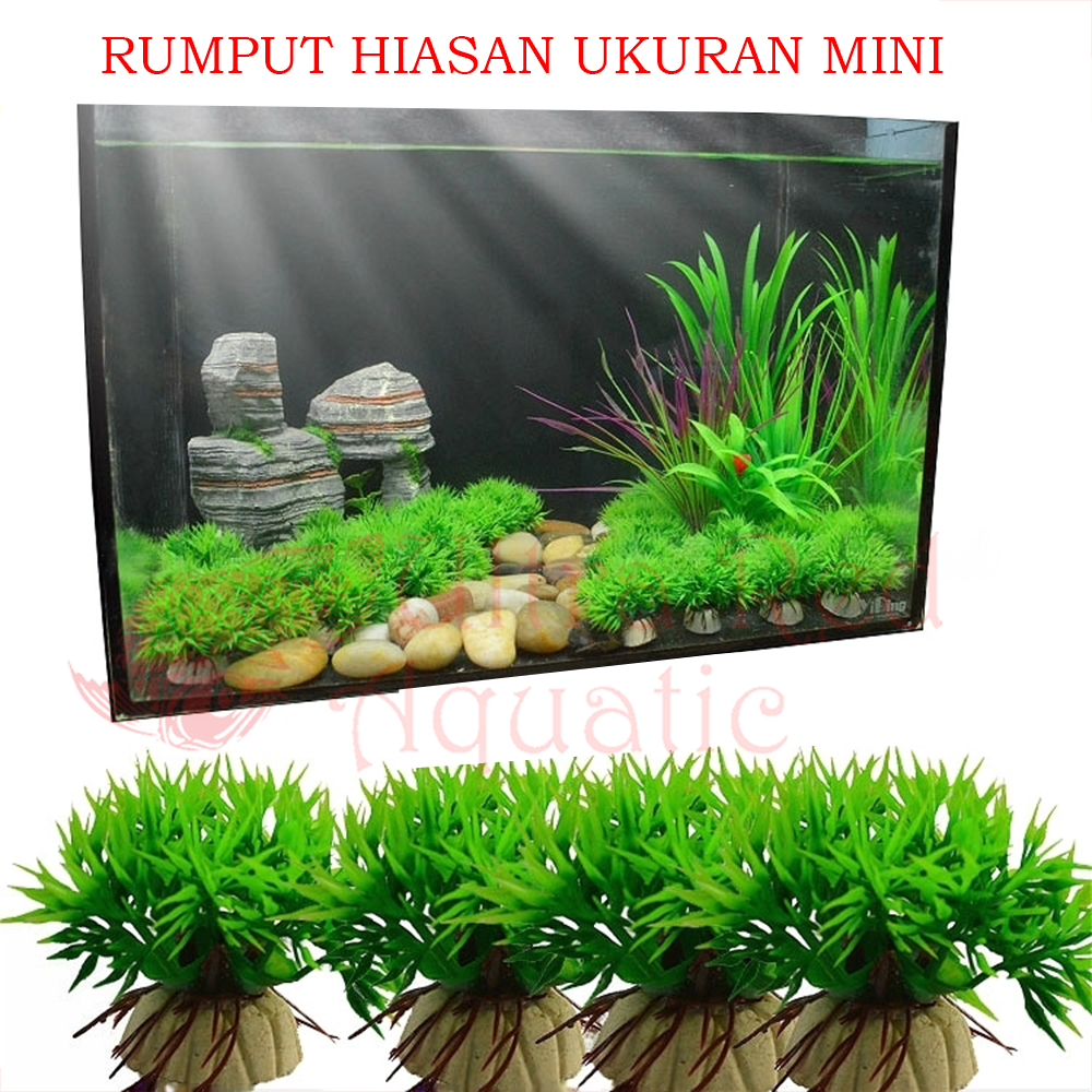 Tanaman Hiasan Aquarium Mini  5Cm Dekorasi Rumput Plastik Aquarium