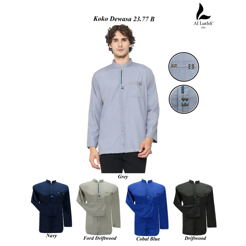 AL-LUTHFI ~ Kemeja Baju Koko Pria Dewasa Al Luthfi Lengan Panjang