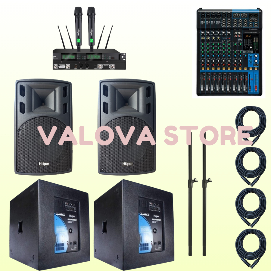 Paket 10 soundsystem outdoor Huper 15HA400 + SRP118SE + YAMAHA MG12XU