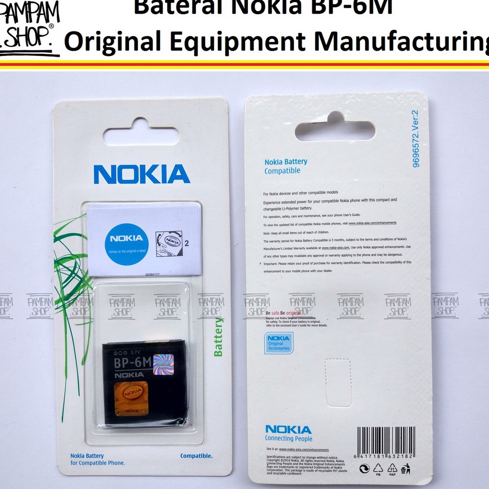 Baterai Nokia 93 93i N73 N77 BP6M BP6M Original OEM Batre Batrai Battery BP 6M