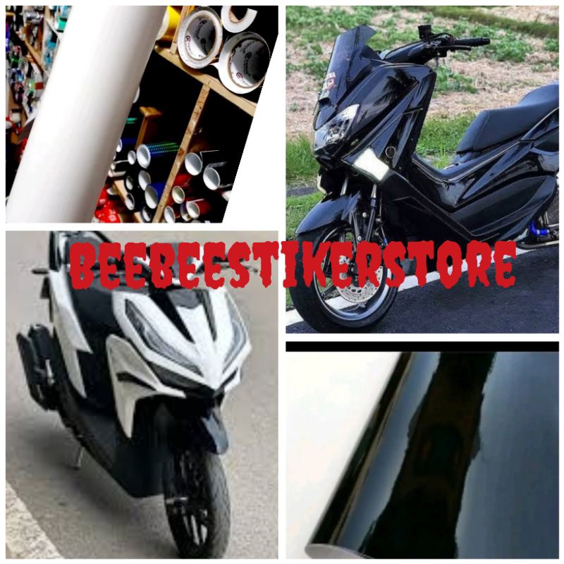 stiker skotlet motor hitam glosy setiker sekotlet putih glosy hitam dof putih dof sticker hitam glos