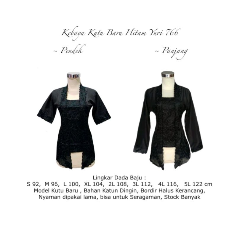 Kebaya Kutu Baru Hitam Yuri 766 Kebaya modern Kebaya katun