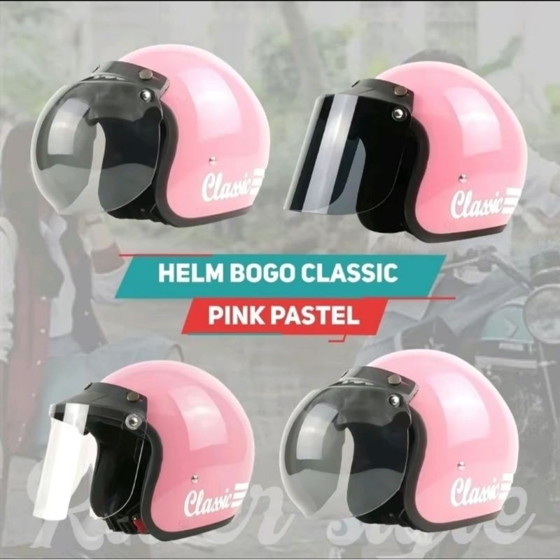 Helm classik murah pink glossy