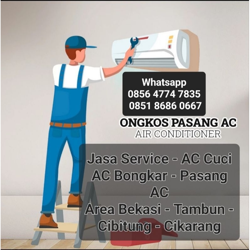 Cuci AC / Service AC 1/2 pk. 1 pk. 1.5 pk. 2 pk. Bongkar Pasang AC Split