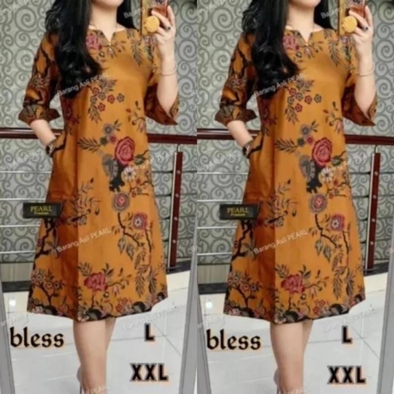Dress Batik Cantik - Atasan Batik Wanita Modern Kekinian - Baju Batik Kerja Pesta Wanita