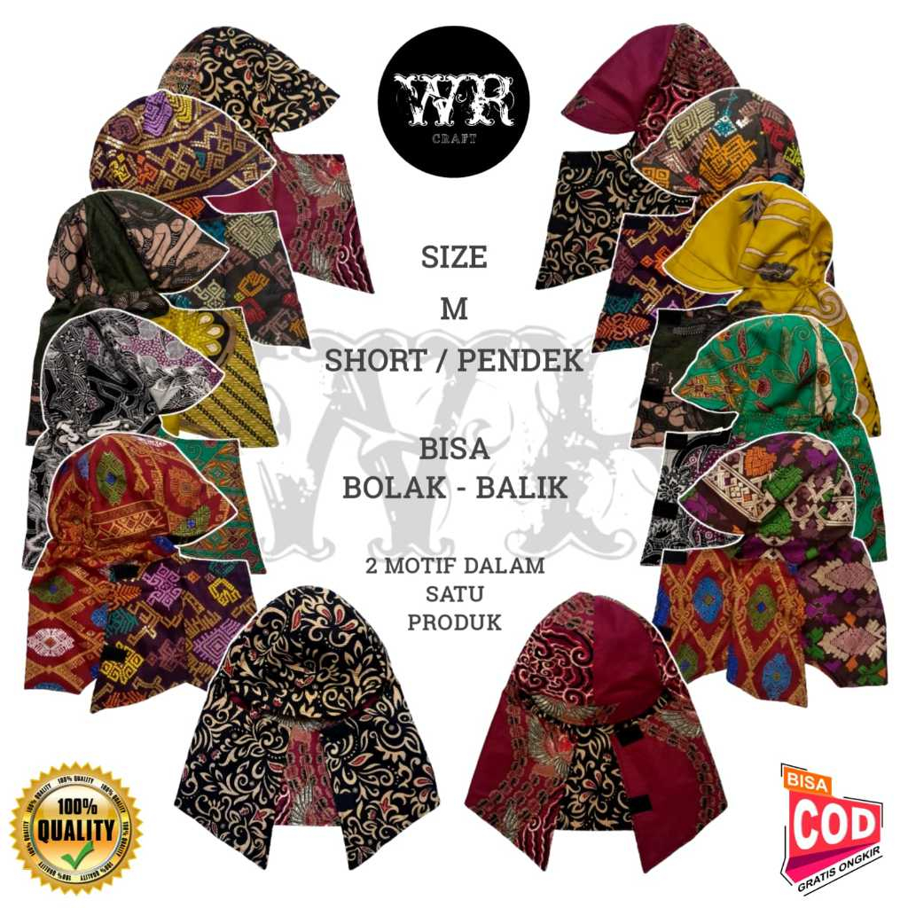 TOPI MASKER BATIK SERBAGUNA - SHORT/PENDEK- PILIH MOTIF - TOPI ANTI PANAS SERBAGUNA -TOPI JEPANG - T