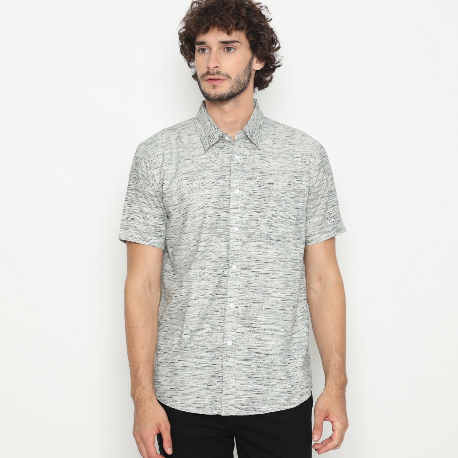 SALE POLICE Kemeja Abstrak Printing Cotton Soft Regular Fit Pria