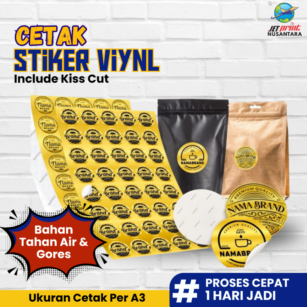 

STIKER LABEL VINYL / STIKER LABEL KEMASAN BAHAN TAHAN AIR - Custom Design [CETAK STIKER + KISS CUT]