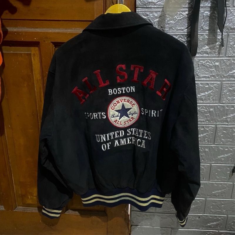 converse suede jacket varsity vtg leather