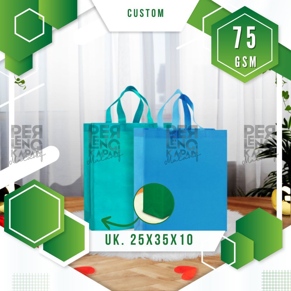 

Tas Goodiebag Totebag Kain Spunbond Laken Desain Sablon Ukuran 25x35x8 CM Promosi Branding Murah Custom