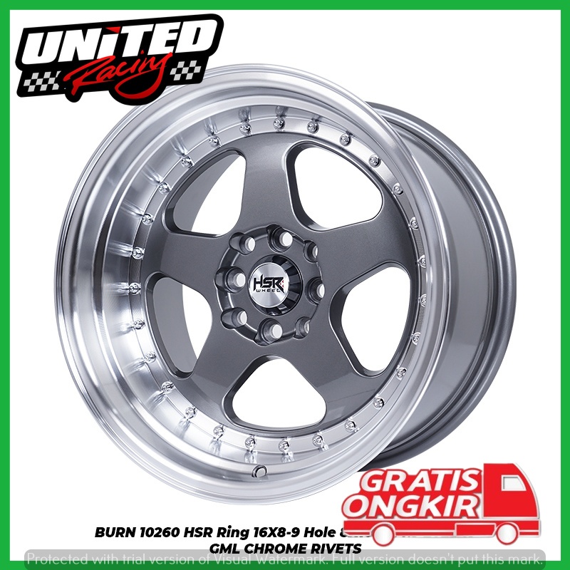 PAKET VELG MOBIL MURAH RING 16 HSR BURN UNTUK MOBIL HONDA JAZZ BRIO R16
