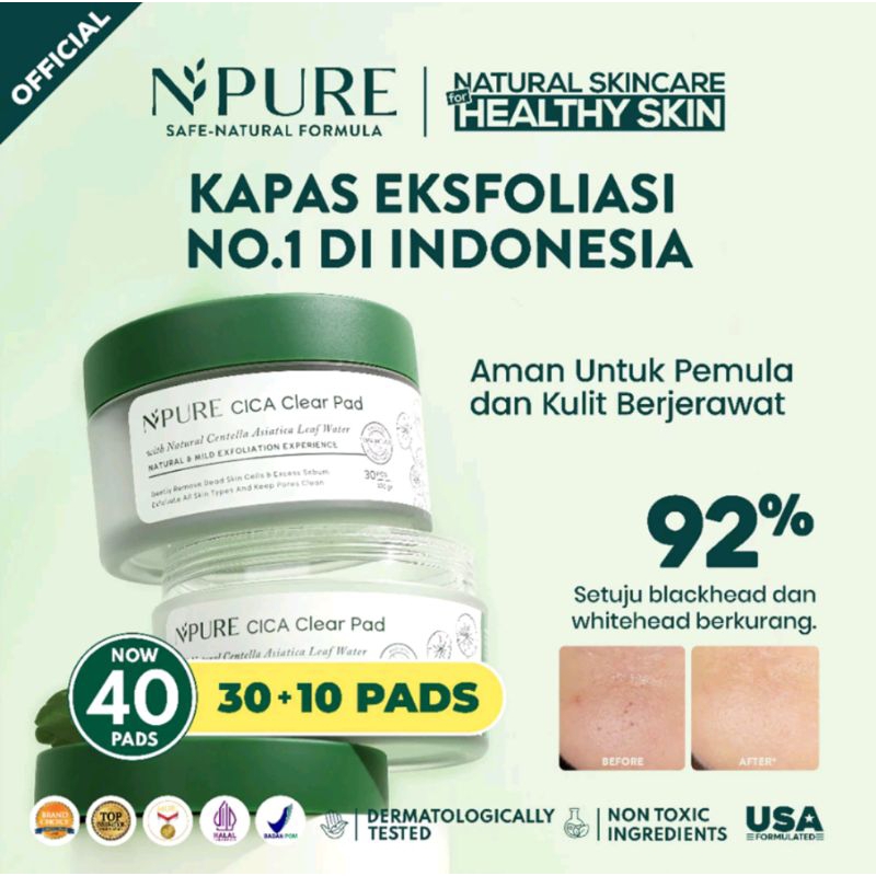 Preloved Npure Acne Clear Pad Cica / Kapas Eksfoliasi Kulit Jerawat
