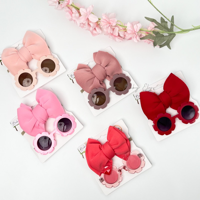 BABY ELY | 0-3 th Ivy 2in1 Set Bandana + Kacamata bayi perempuan balita baby premium lucu bening out