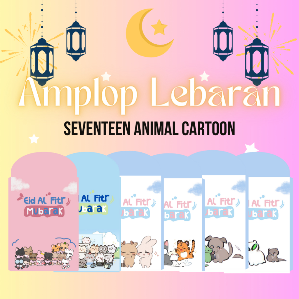 

[16x7.5 cm] Amplop Lebaran Idul Fitri Seventeen Animal Cartoon Murah