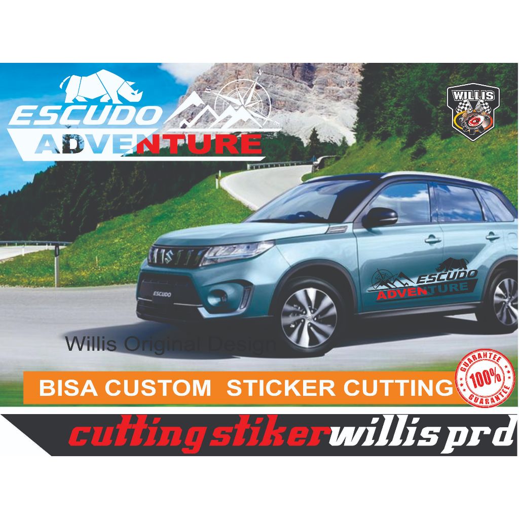 Stiker Sticker Cutting Badak JEEP Escudo Mobil Escudo Adventure