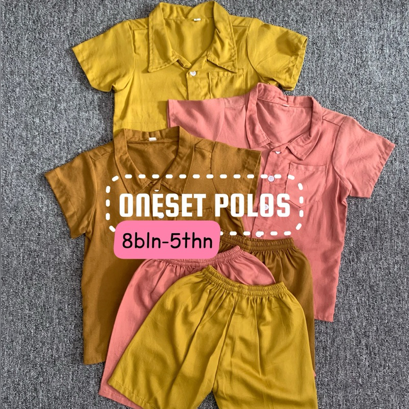ONE SET POLOS ANAK || BAHAN RAYON TWILL || USIA MULAI 6 BULAN - 5 TAHUN