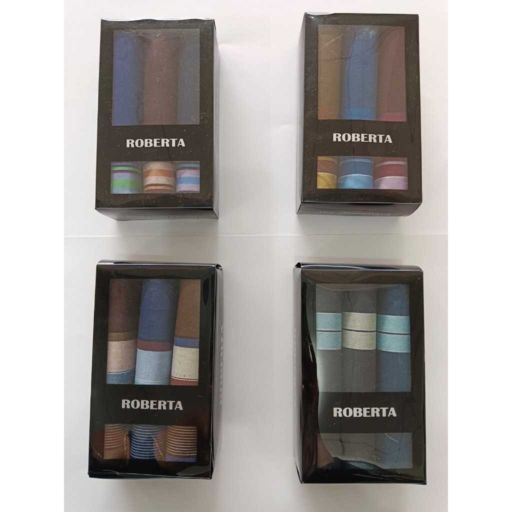 Sapu Tangan Pria Sablon Roberta Mika Hitam [3pcs]