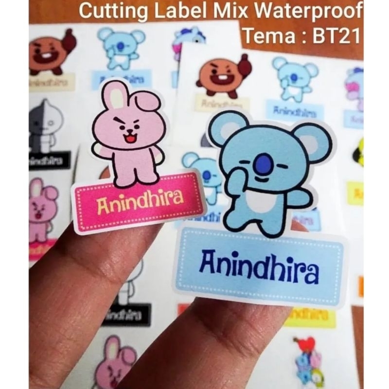 BT21 ~ CUTTING LABEL MIX WATERPROOF / CUTTING STIKER / STIKER LABEL NAMA / LABEL NAMA WATERPROOF