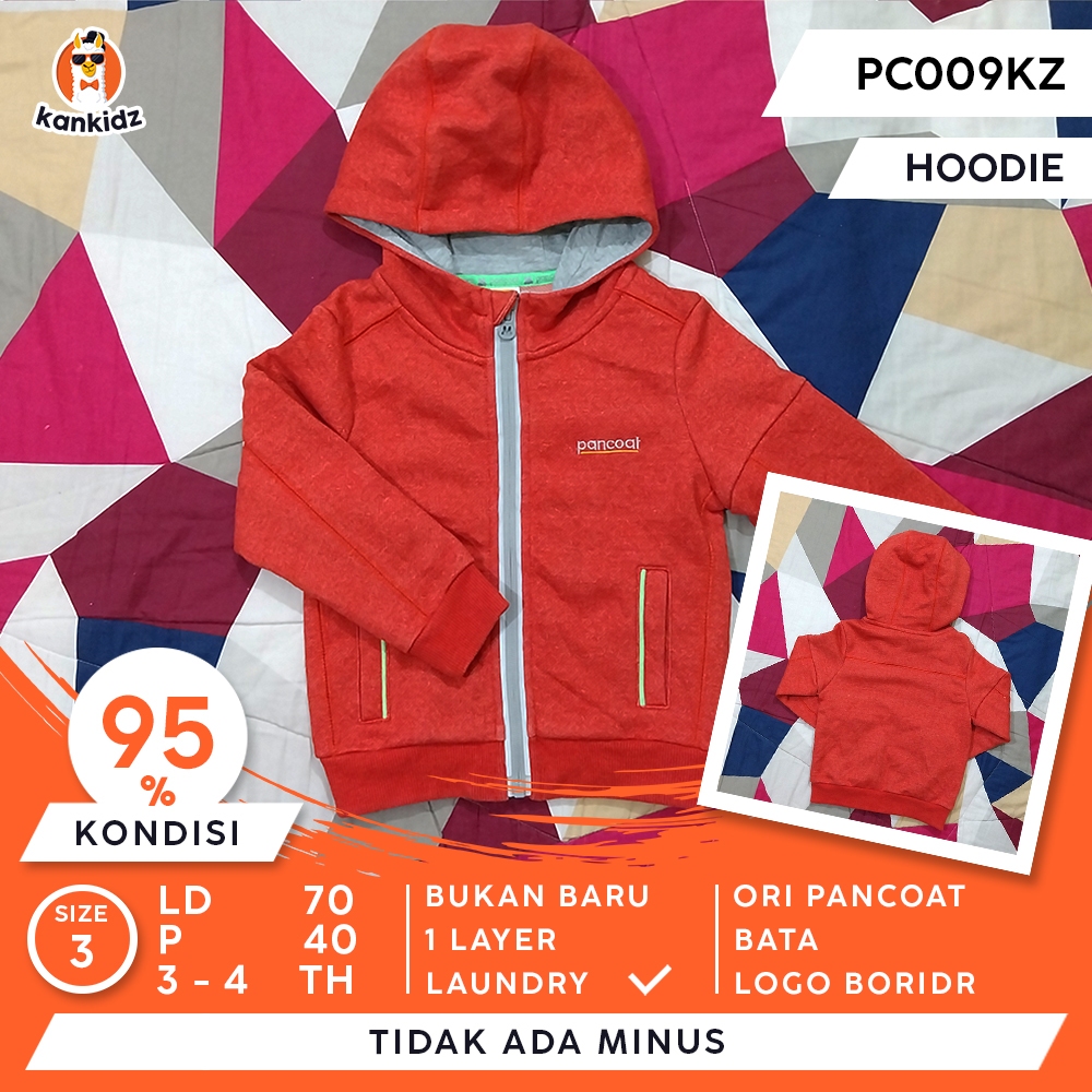 SIAP PAKAI |  Anak Hoodie Pancoat | Merah Bata Size 3