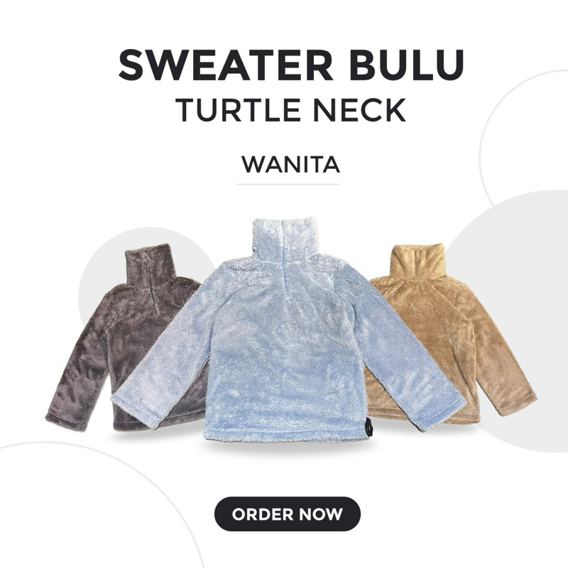 SWEATER WANITA BULU TURTLE NECK / JAKET BULU HALUS HALF ZIPPER