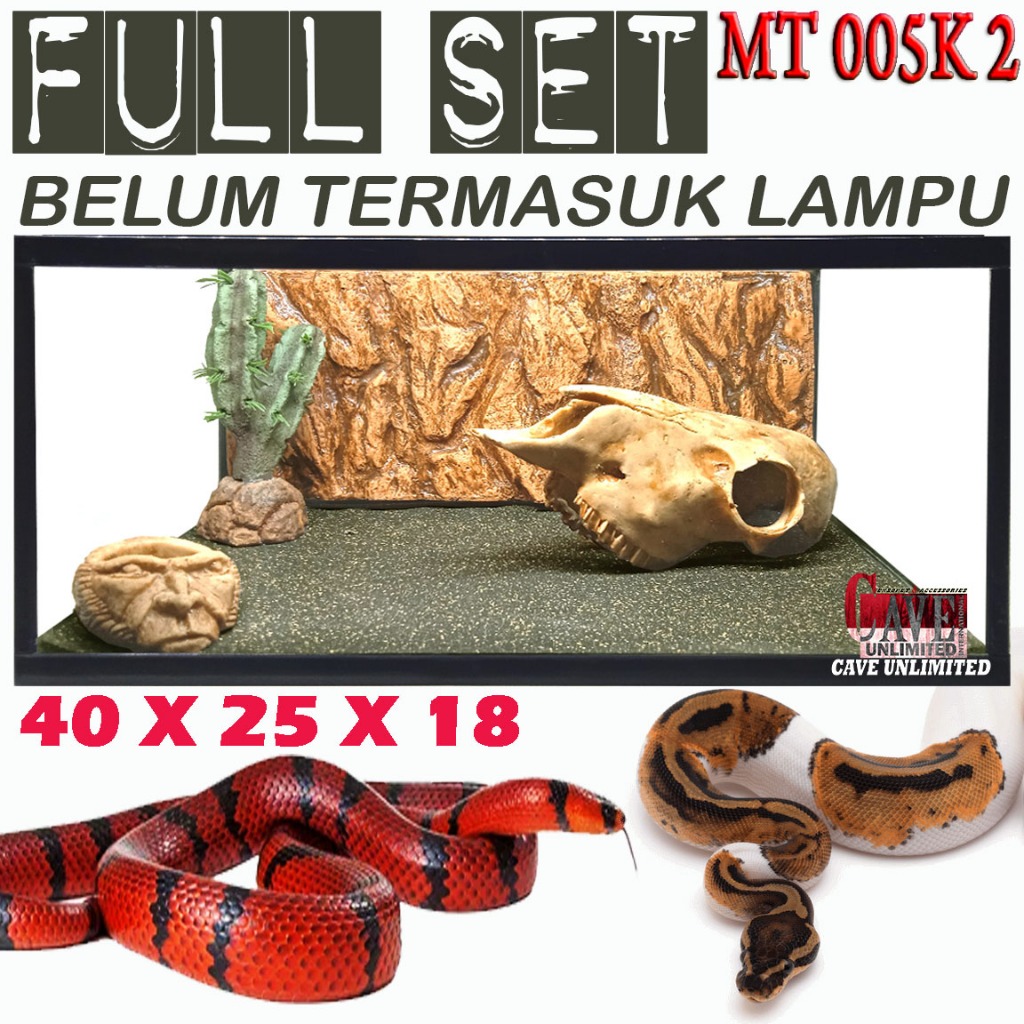MT005K2 TERRARIUM AQUARIUM KANDANG REPTILE ULAR BALL PHYTON CORN SNAKE MILKSNAKE ENCLOSURE FULL SET 