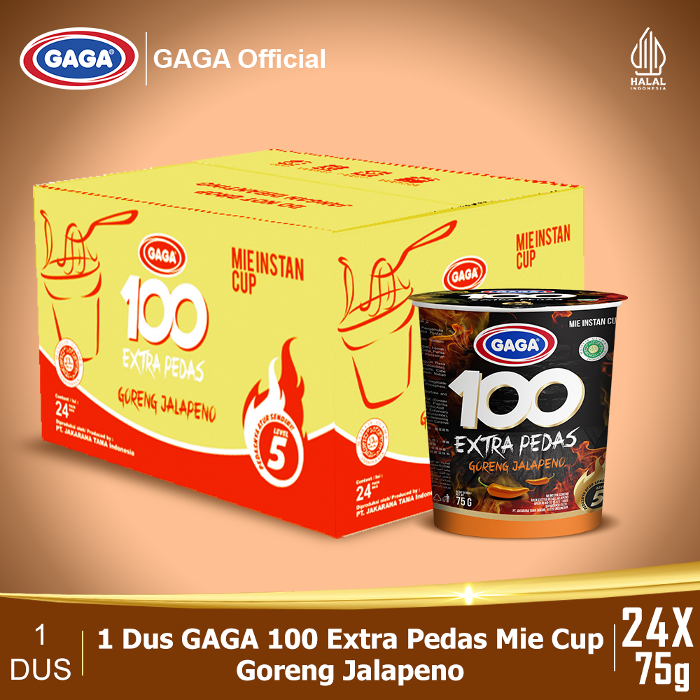 

GAGA 100 Mie Cup Extra Pedas Goreng Jalapeno 75g 1 KTN