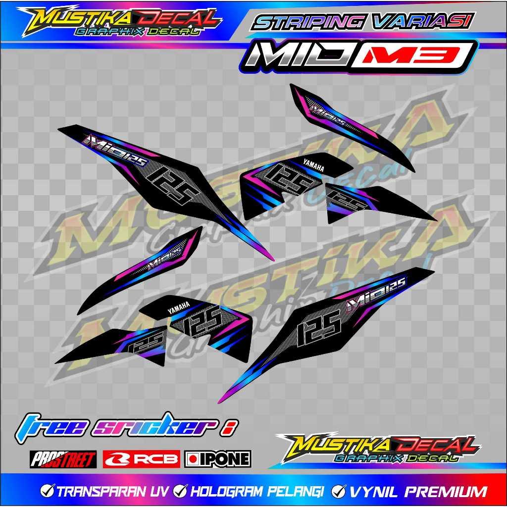 STRIPING VARIASI MOTOR MIO M3 125 / STIKER LIST VARIASI YAMAHA MIO M3 125