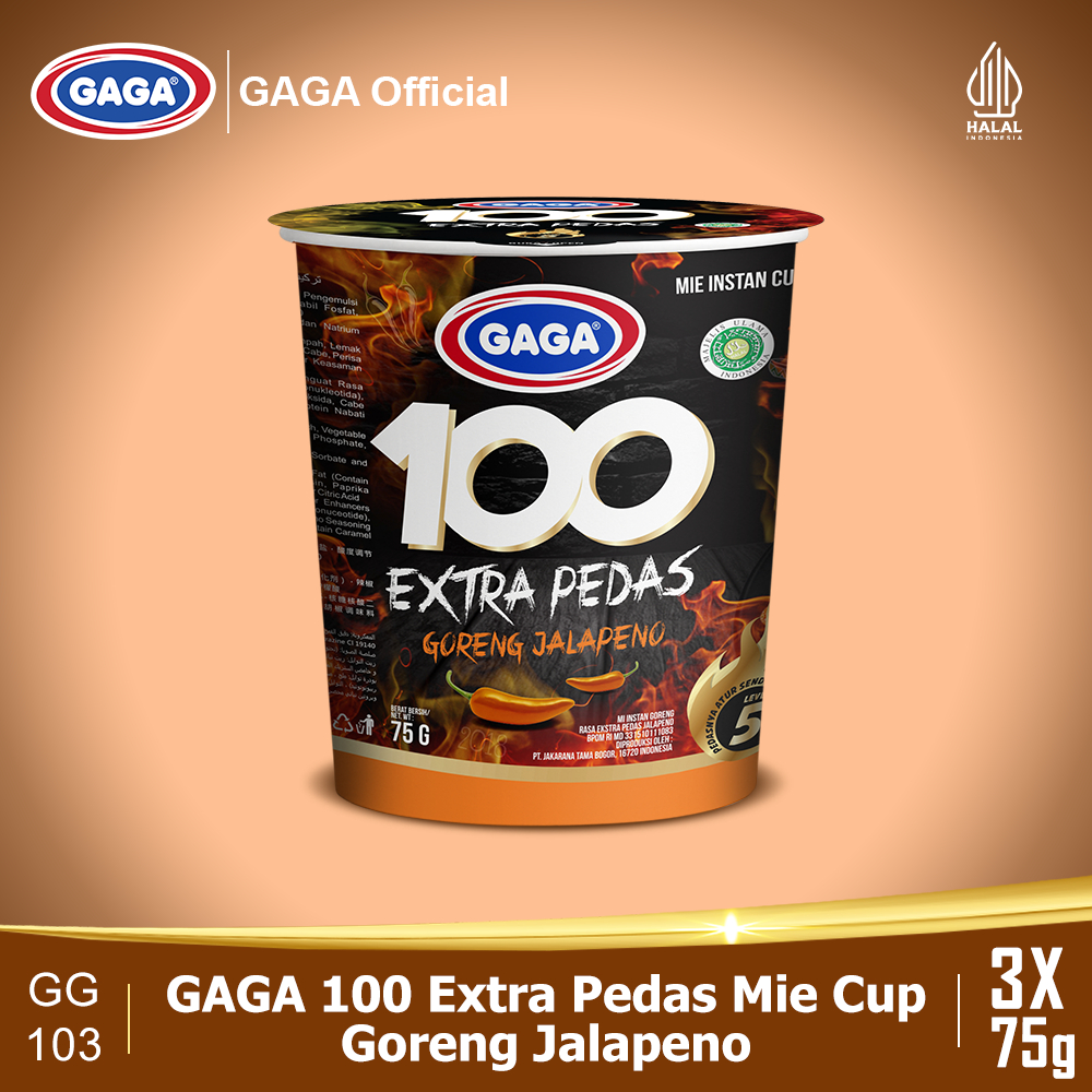 

GAGA 100 Cup Extra Pedas Goreng Jalapeno 85g 3 PCS (GG103)