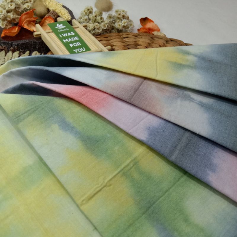 Calicozie Kain Blacu Warna Shibori Ukuran 40x50cm