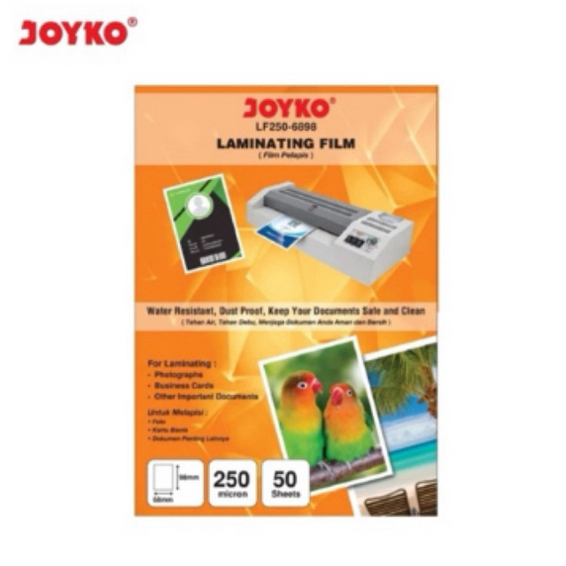 

Laminating Film Plastik Laminating Joyko LF250-6898 KTP isi 50 Sheets