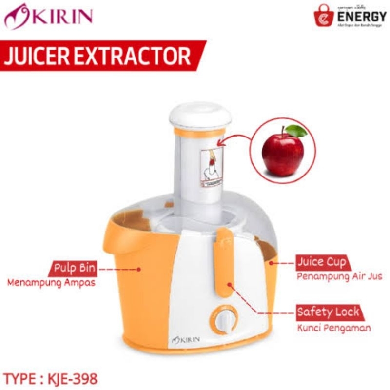 JUICER JUICE EXTRACTOR KIRIN KJE 398 KJE398 ALAT MESIN PEMBUAT JUS JUICE MAKER JUICER MACHINE GARANS