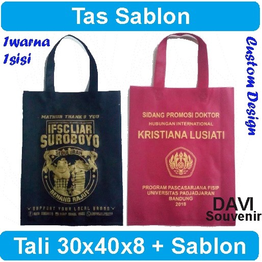 

Goodie Bag Sablon Custom / Tas Spunbond Sablon (30x40x8)