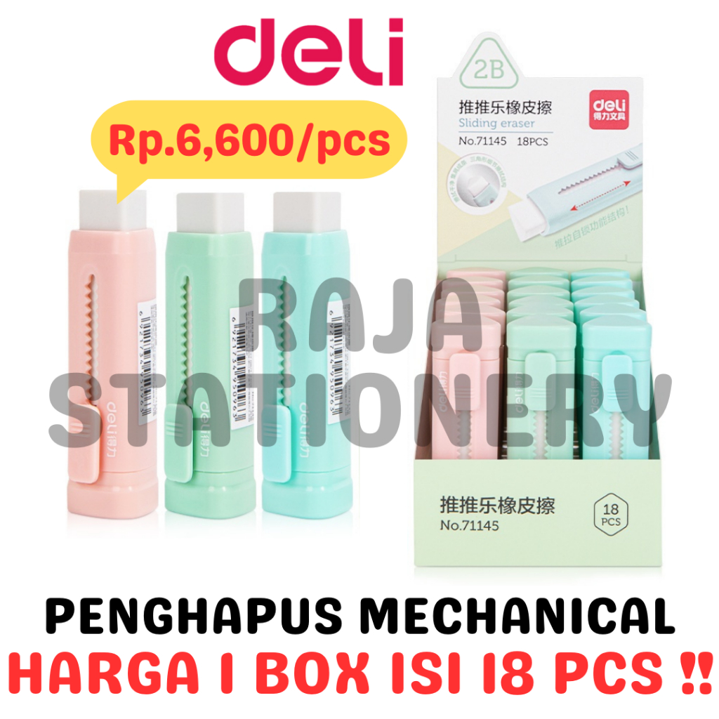

DELI SLIDING ERASER MECHANICAL PENGHAPUS MEKANIK UJIAN PANJANG [18PCS]