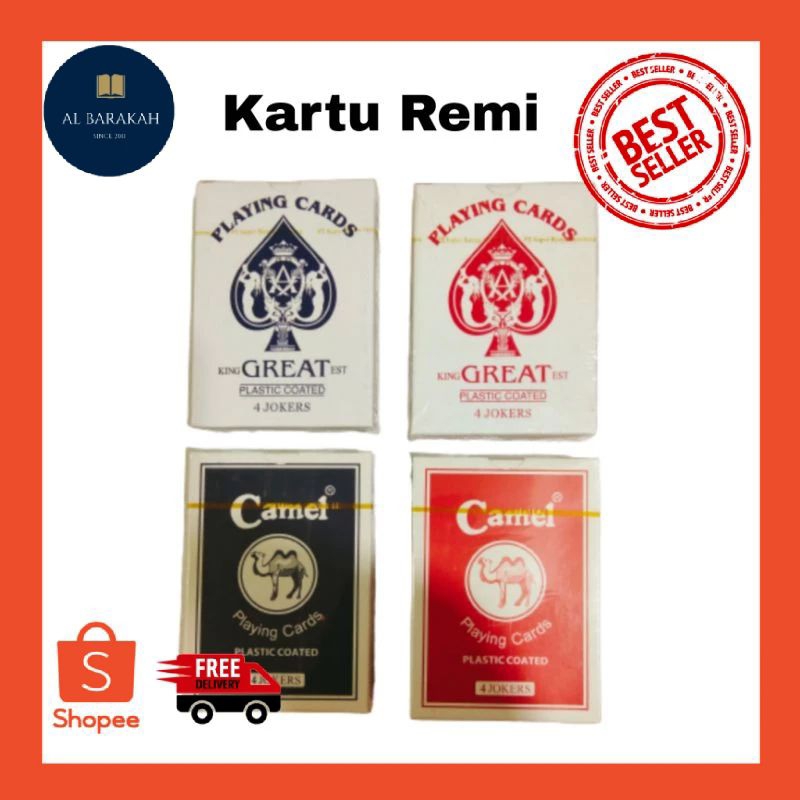 KARTU REMI KING GREAT EST / CAMEL PLASTIC COATED | MAINAN KARTU REMI / 4 JOKER / KARTU REMI MERAH DA