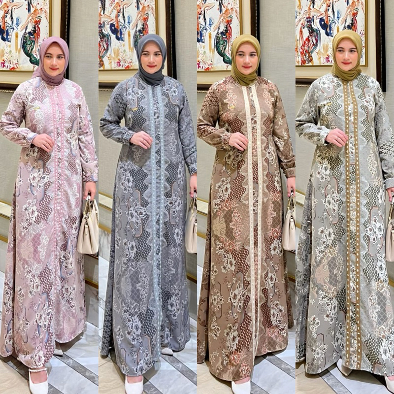 Gamis Tifanny Motif Pronting LR Payet Irena Fashion Dress